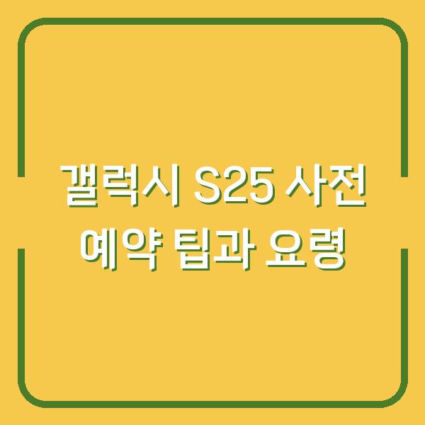 갤럭시 S25 사전 예약 팁과 요령