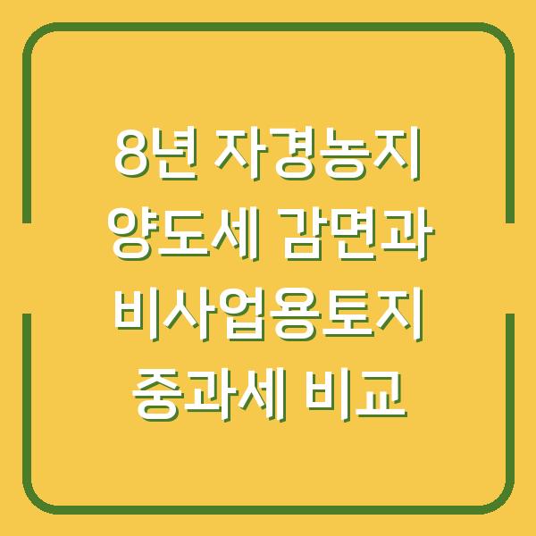 8년 자경농지 양도세 감면과 비사업용토지 중과세 비교