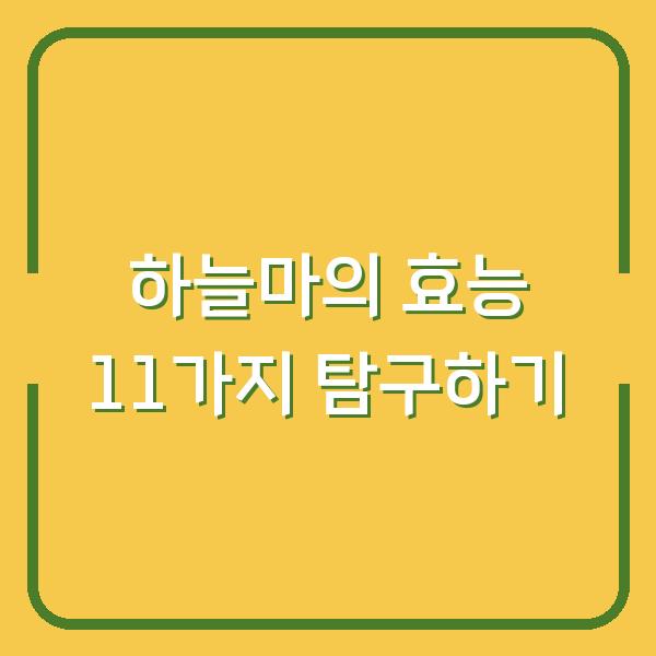 하늘마의 효능 11가지 탐구하기