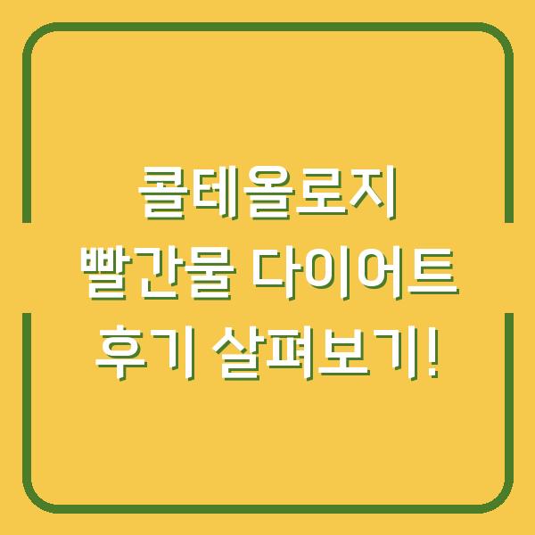 콜테올로지 빨간물 다이어트 후기 살펴보기!