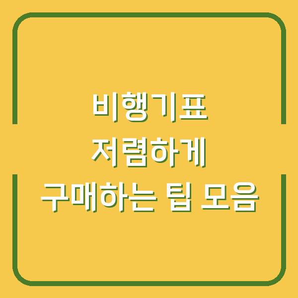 비행기표 저렴하게 구매하는 팁 모음