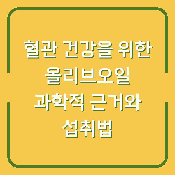 혈관 건강을 위한 올리브오일 과학적 근거와 섭취법