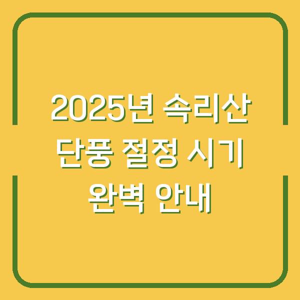 2025년 속리산 단풍 절정 시기 완벽 안내