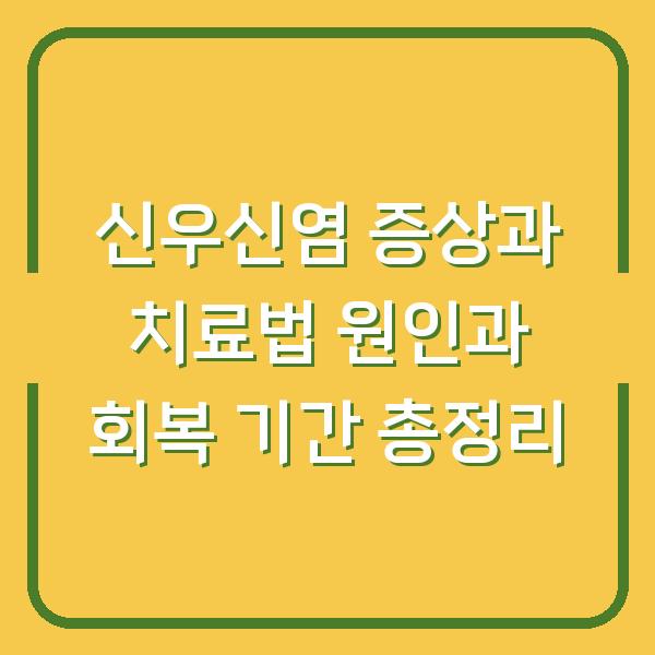 신우신염 증상과 치료법 원인과 회복 기간 총정리