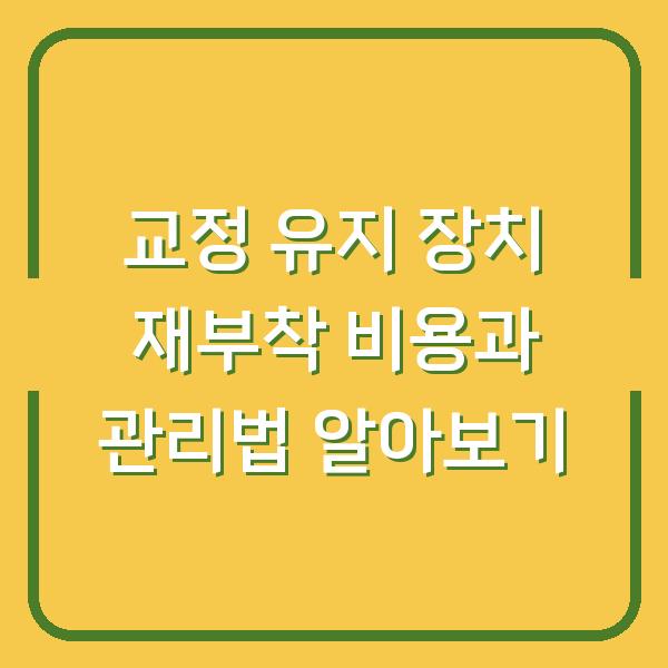 교정 유지 장치 재부착 비용과 관리법 알아보기