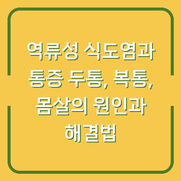 역류성 식도염과 통증 두통, 복통, 몸살의 원인과 해결법