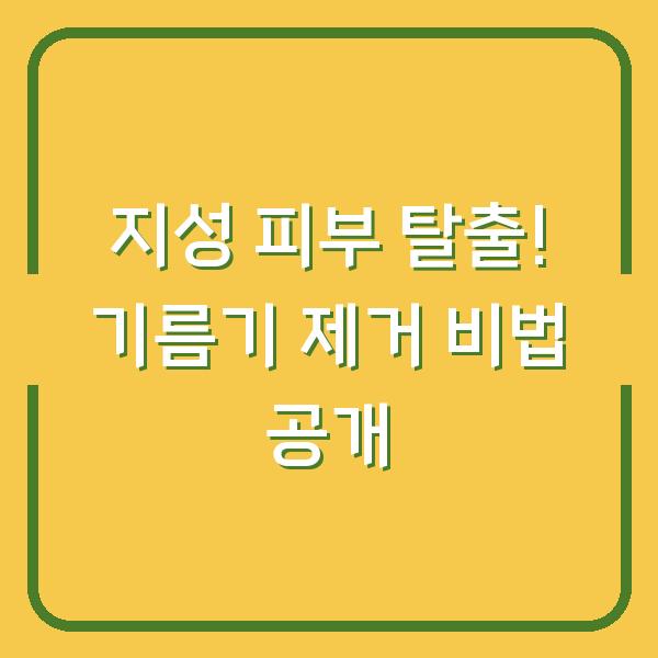 지성 피부 탈출! 기름기 제거 비법 공개