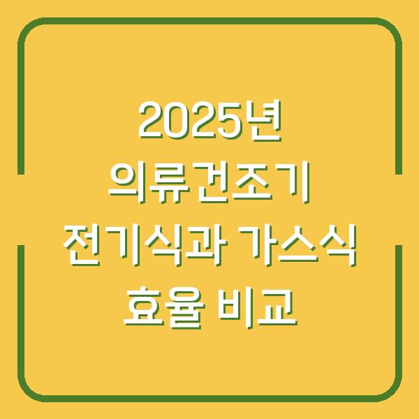 2025년 의류건조기 전기식과 가스식 효율 비교