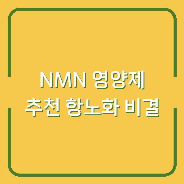 NMN 영양제 추천 항노화 비결
