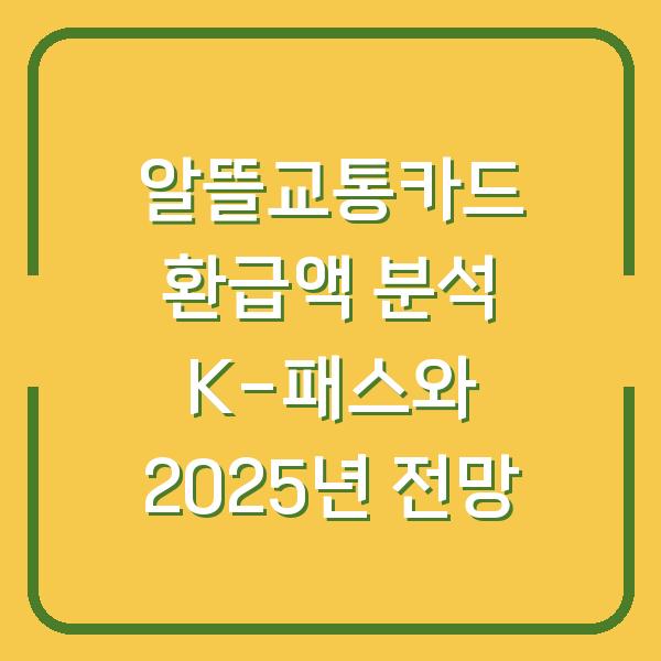 알뜰교통카드 환급액 분석 K-패스와 2025년 전망
