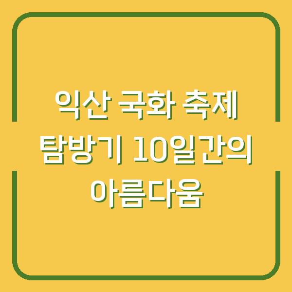 익산 국화 축제 탐방기 10일간의 아름다움