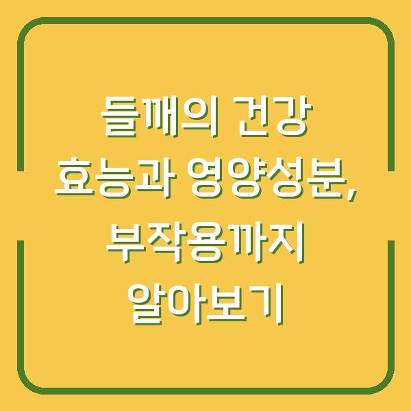 들깨의 건강 효능과 영양성분, 부작용까지 알아보기