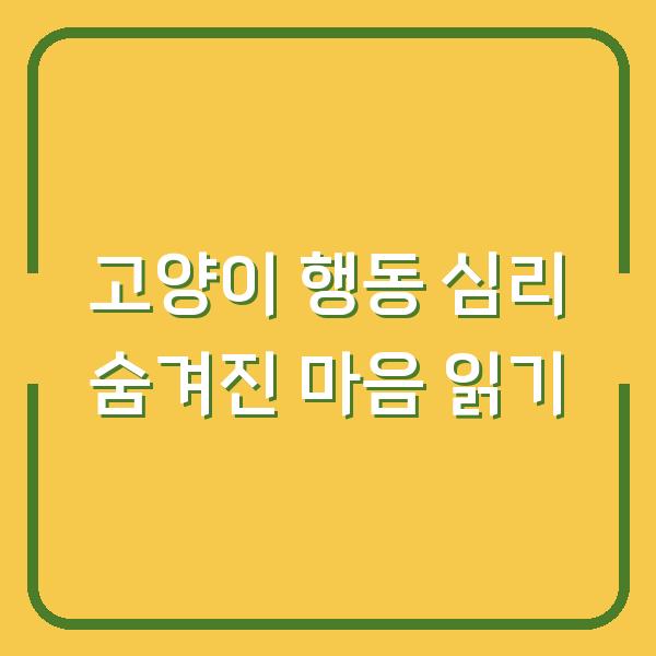 고양이 행동 심리 숨겨진 마음 읽기