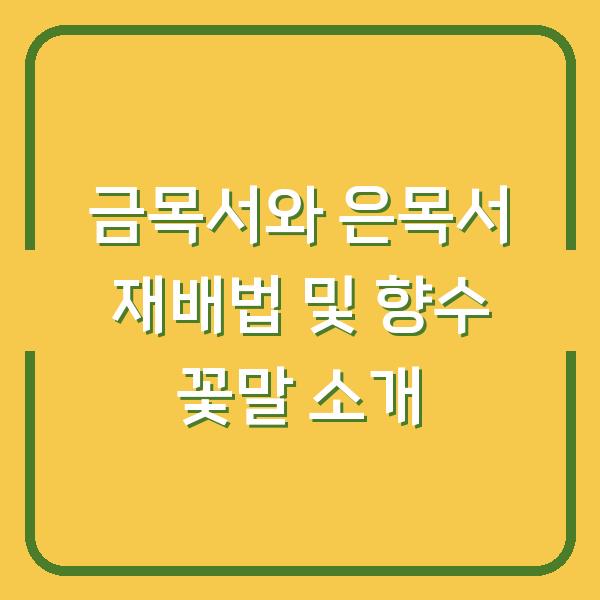 금목서와 은목서 재배법 및 향수 꽃말 소개