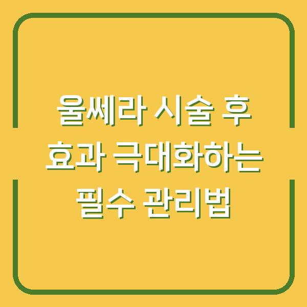 울쎄라 시술 후 효과 극대화하는 필수 관리법