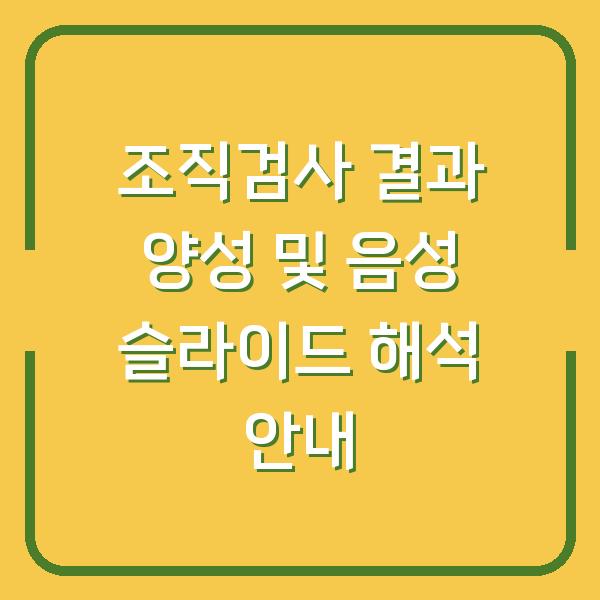 조직검사 결과 양성 및 음성 슬라이드 해석 안내