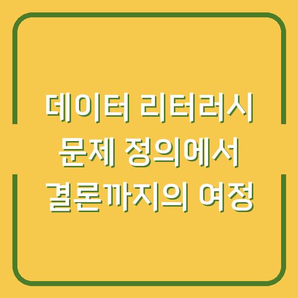 데이터 리터러시 문제 정의에서 결론까지의 여정