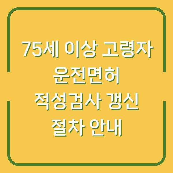 75세 이상 고령자 운전면허 적성검사 갱신 절차 안내