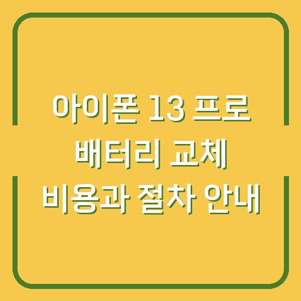 아이폰 13 프로 배터리 교체 비용과 절차 안내