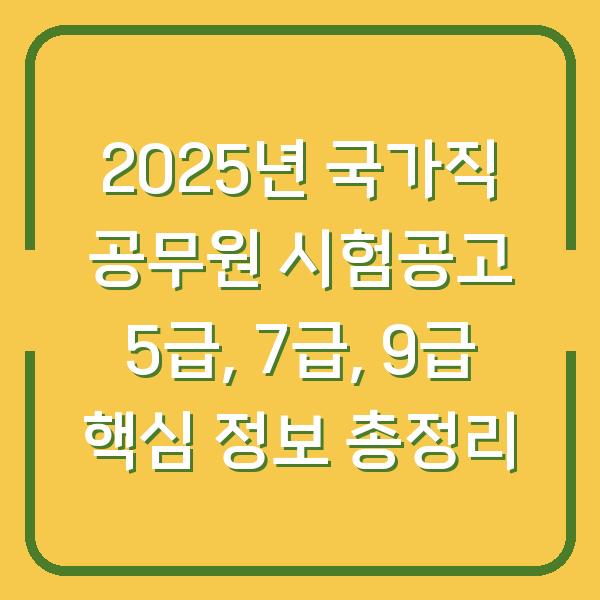 2025년 국가직 공무원 시험공고 5급, 7급, 9급 핵심 정보 총정리