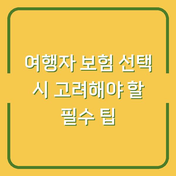여행자 보험 선택 시 고려해야 할 필수 팁