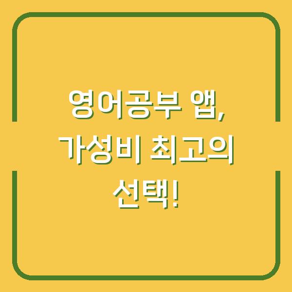 영어공부 앱, 가성비 최고의 선택!