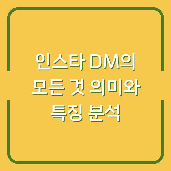 인스타 DM의 모든 것 의미와 특징 분석