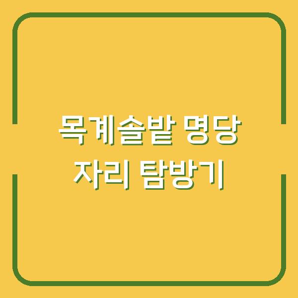 목계솔밭 명당 자리 탐방기