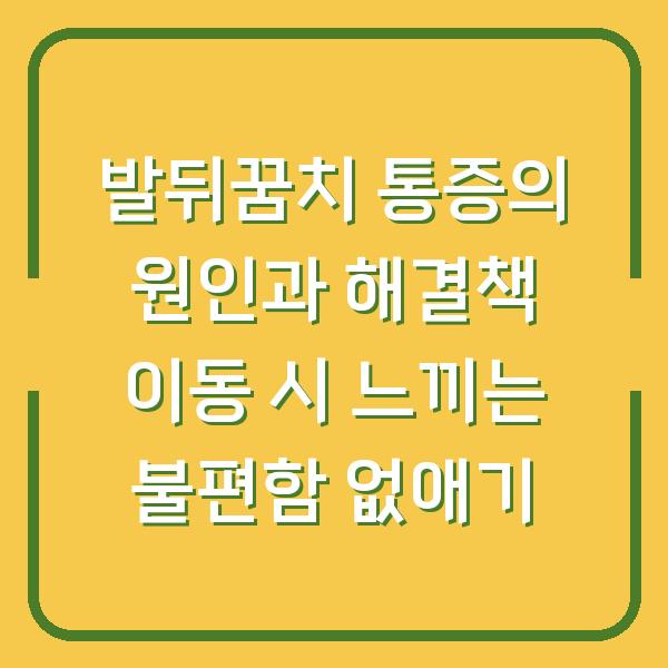 발뒤꿈치 통증의 원인과 해결책 이동 시 느끼는 불편함 없애기