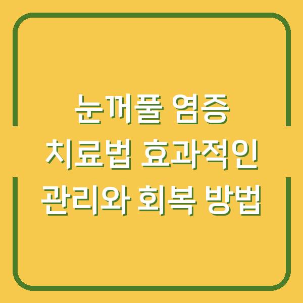 눈꺼풀 염증 치료법 효과적인 관리와 회복 방법
