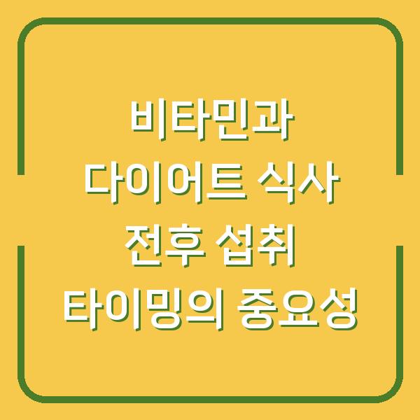 비타민과 다이어트 식사 전후 섭취 타이밍의 중요성