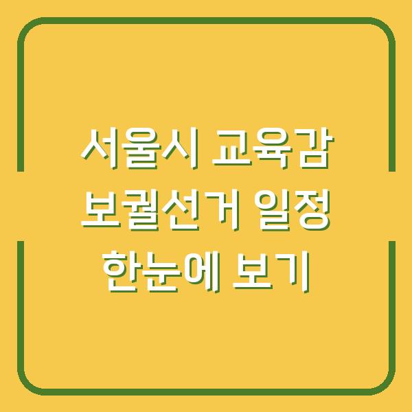 서울시 교육감 보궐선거 일정 한눈에 보기