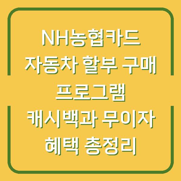 NH농협카드 자동차 할부 구매 프로그램 캐시백과 무이자 혜택 총정리