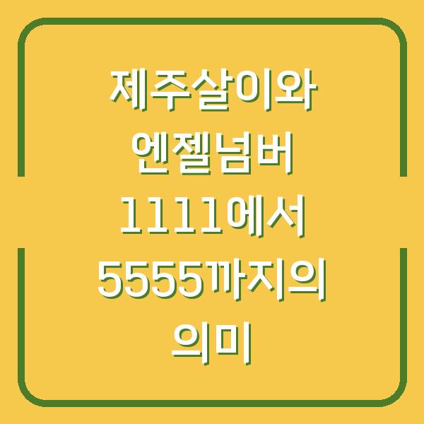 제주살이와 엔젤넘버 1111에서 5555까지의 의미