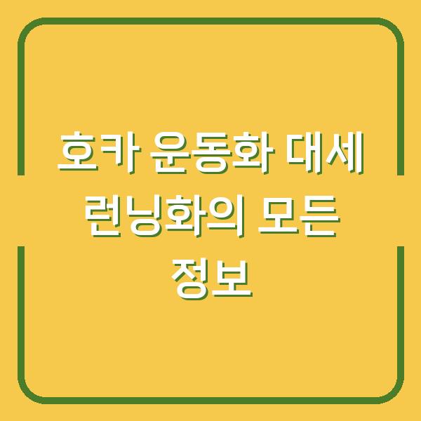 호카 운동화 대세 런닝화의 모든 정보