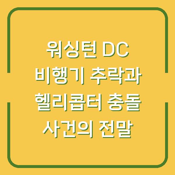 워싱턴 DC 비행기 추락과 헬리콥터 충돌 사건의 전말