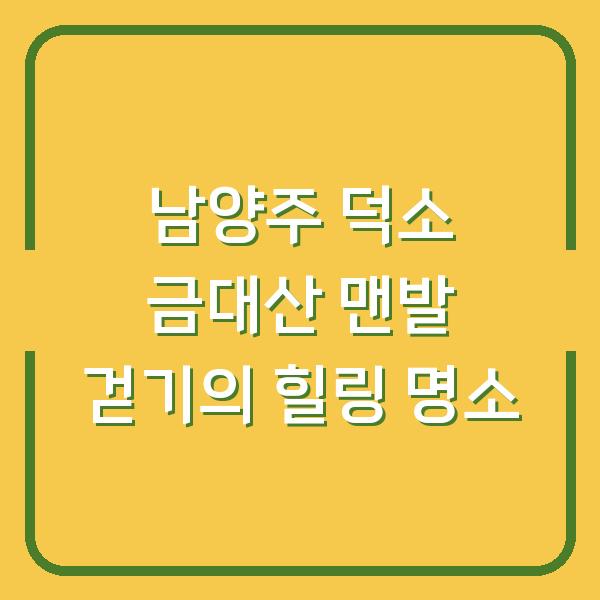 남양주 덕소 금대산 맨발 걷기의 힐링 명소