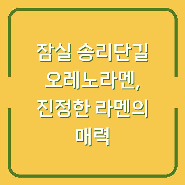 잠실 송리단길 오레노라멘, 진정한 라멘의 매력