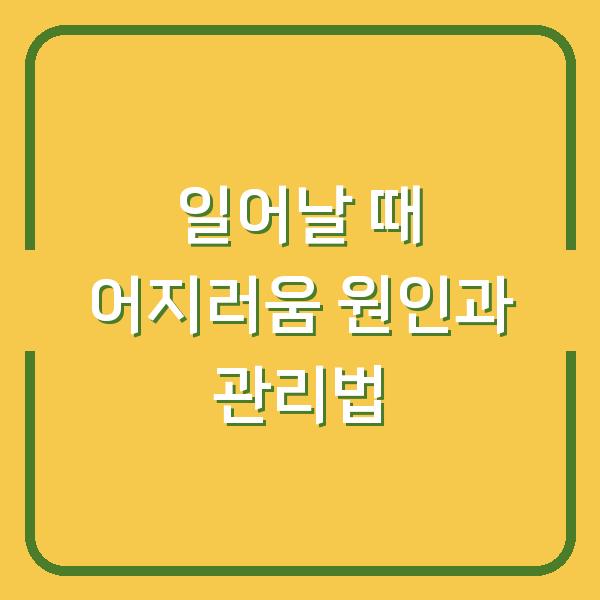 일어날 때 어지러움 원인과 관리법