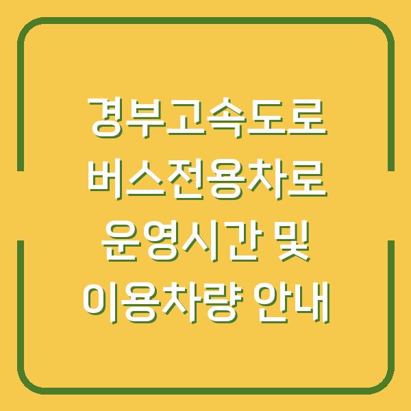 경부고속도로 버스전용차로 운영시간 및 이용차량 안내
