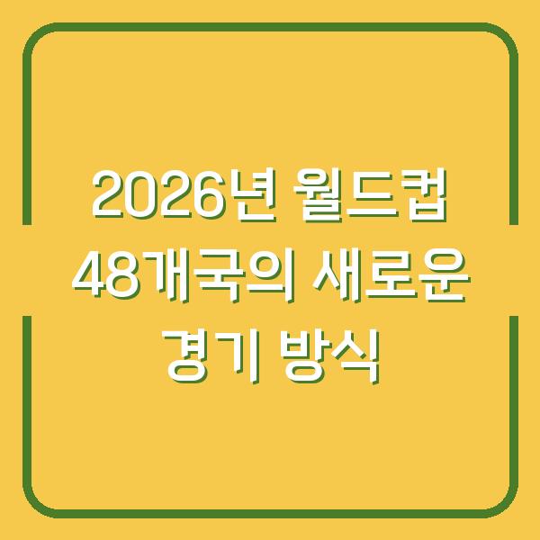 2026년 월드컵 48개국의 새로운 경기 방식