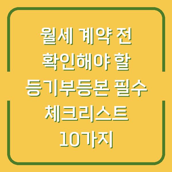 월세 계약 전 확인해야 할 등기부등본 필수 체크리스트 10가지