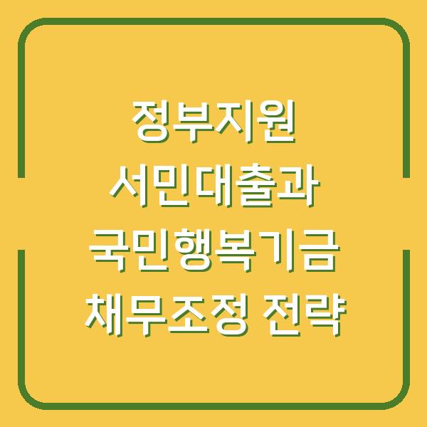 정부지원 서민대출과 국민행복기금 채무조정 전략