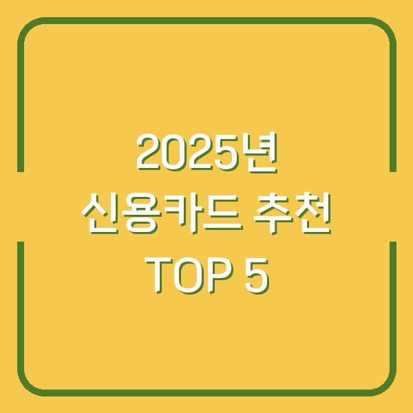 2025년 신용카드 추천 TOP 5