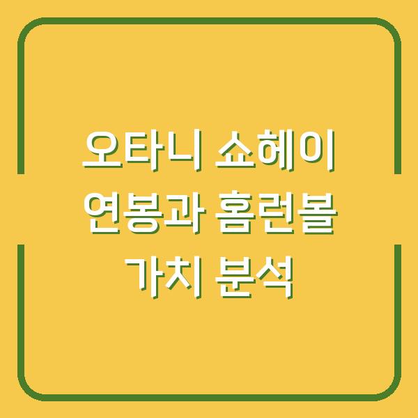 오타니 쇼헤이 연봉과 홈런볼 가치 분석
