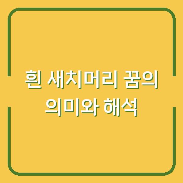 흰 새치머리 꿈의 의미와 해석