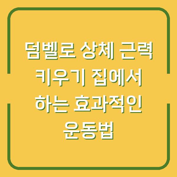 덤벨로 상체 근력 키우기 집에서 하는 효과적인 운동법