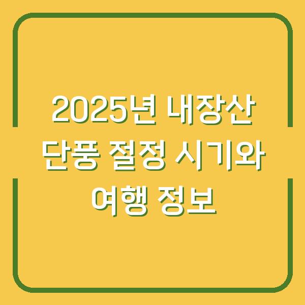 2025년 내장산 단풍 절정 시기와 여행 정보