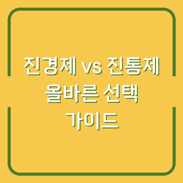 진경제 vs 진통제 올바른 선택 가이드