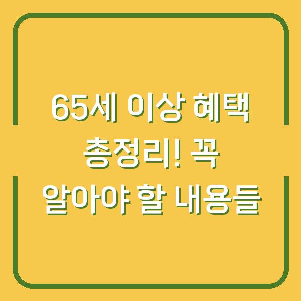 65세 이상 혜택 총정리! 꼭 알아야 할 내용들